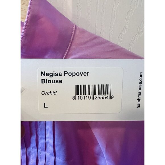 Harshman Women’s Nagisa Popover Orchid Lilac Blouse Size Large Bell Sleeves - Picture 8 of 10